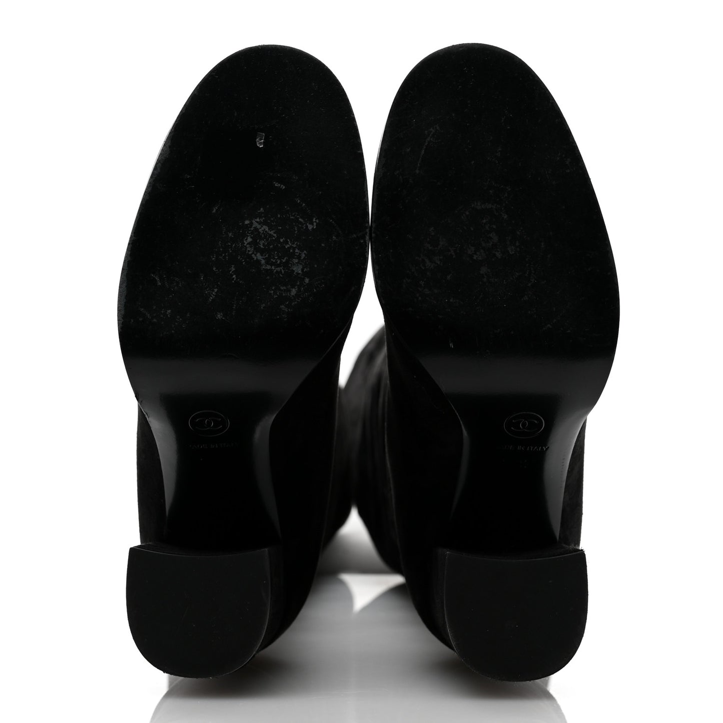 Suede Calfskin Grosgrain Cap Toe High Boots 38.5 Black