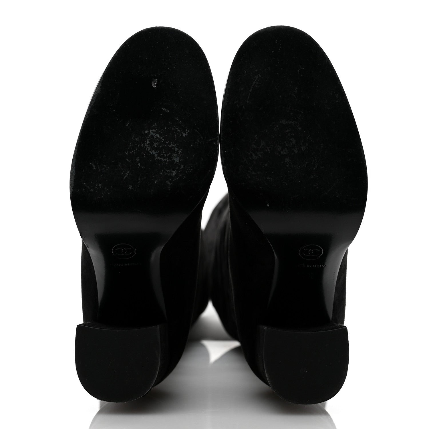 Chanel Suede Calfskin Grosgrain Cap Toe High Boots 38.5 Black 5 of 9