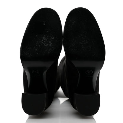 Chanel Suede Calfskin Grosgrain Cap Toe High Boots 38.5 Black 5 of 9