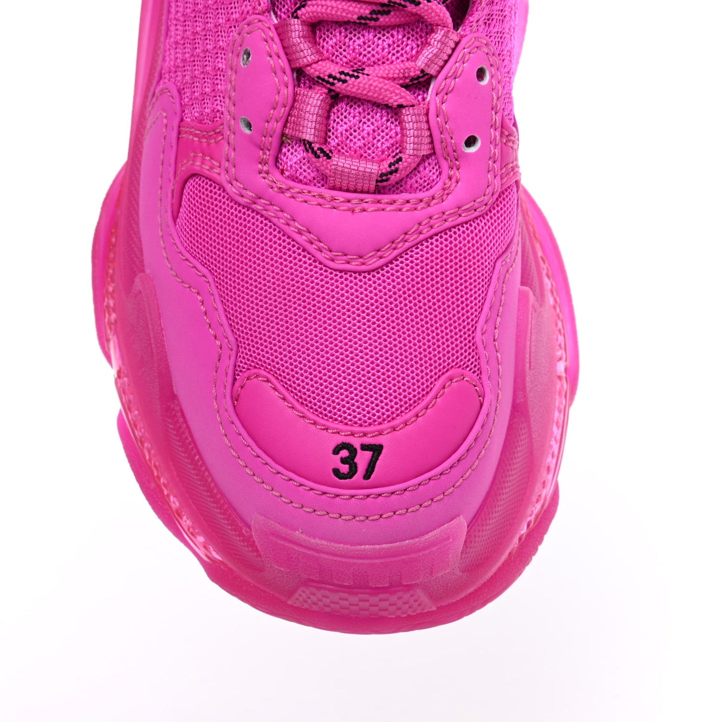 Fabric Mesh Clear Sole Fluo Womens Triple S Sneakers 37 Pink