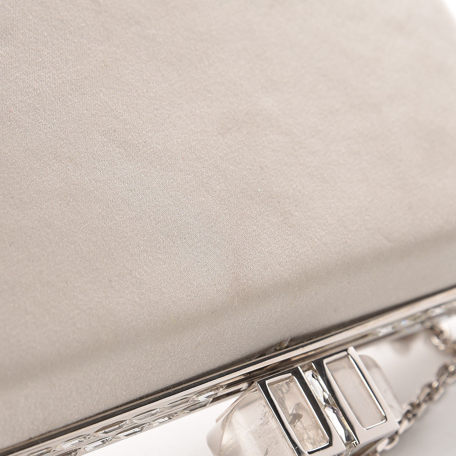 Judith Leiber Satin Crystal Framed Evening Clutch Silver 9 of 19