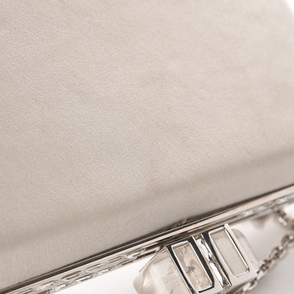 Judith Leiber Satin Crystal Framed Evening Clutch Silver 9 of 19
