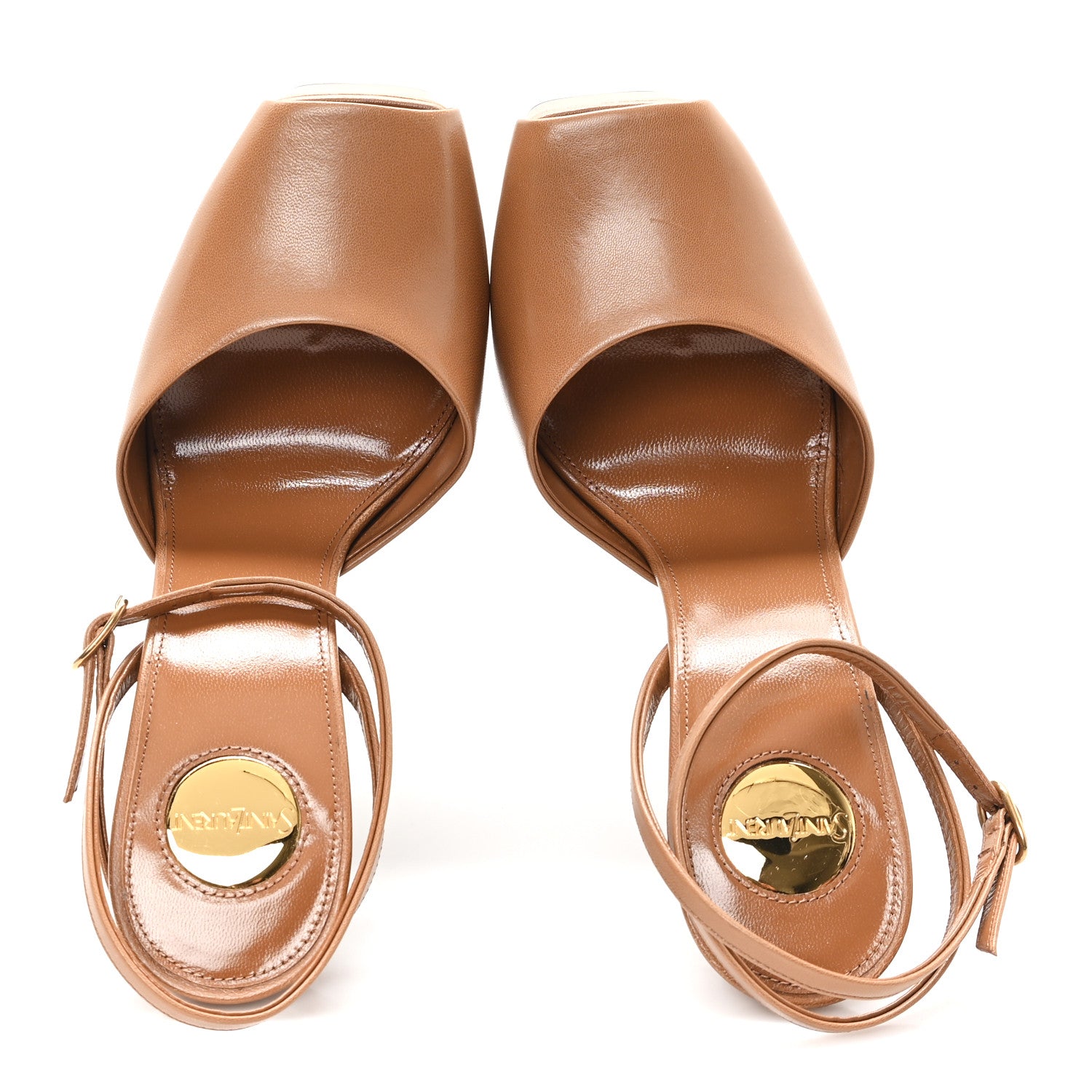 Saint Laurent Smooth Calfskin La Scandale 110 Sandals  37.5 Dark Macademia 2 of 9