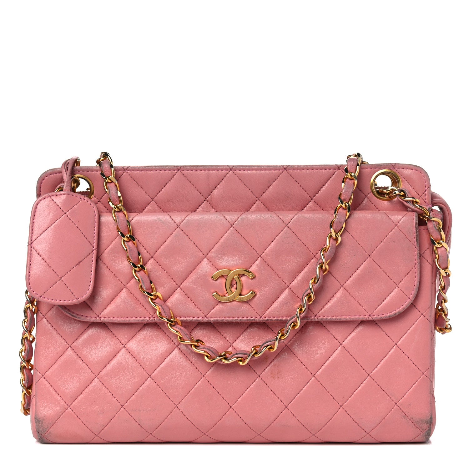 Chanel Lambskin Quilted Pocket Flap Shoulder Bag Pink 1 of 43