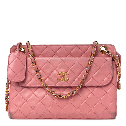 Chanel Lambskin Quilted Pocket Flap Shoulder Bag Pink 1 of 43