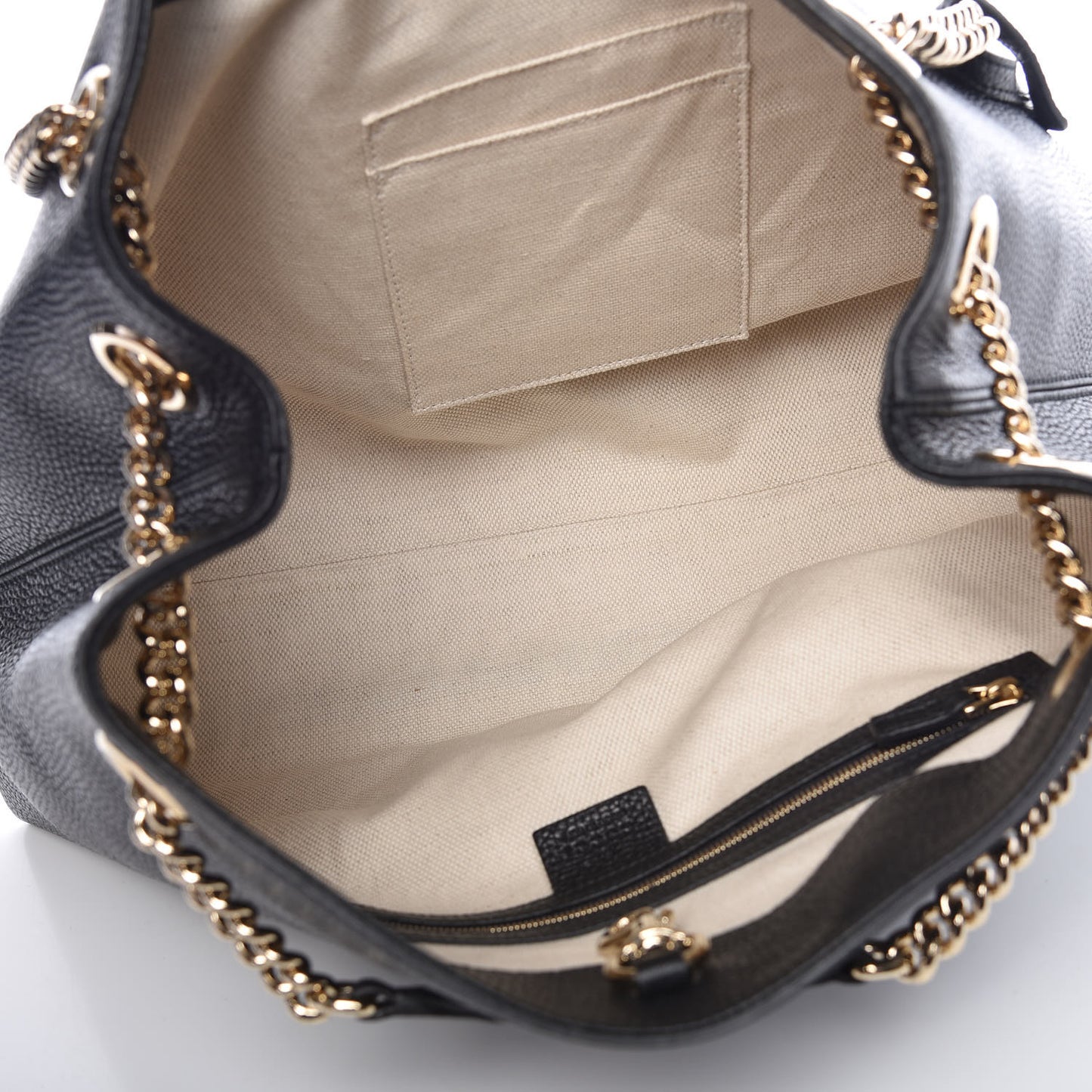 Pebbled Calfskin Medium Soho Chain Shoulder Bag Black