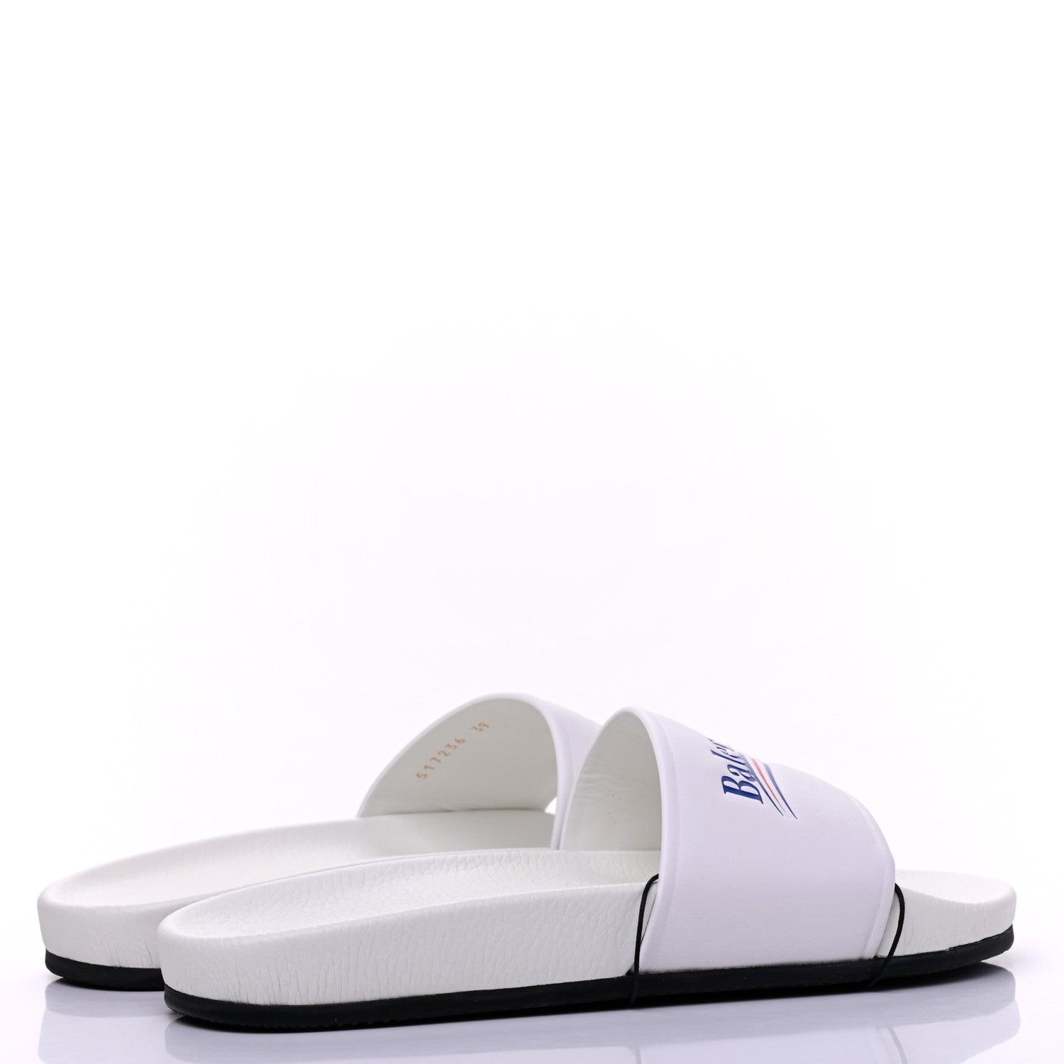 Balenciaga Nappa Political Campaign Logo Womens Pool Slide Sandals 39 White 4 of 8