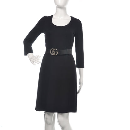 Gucci Textured Dollar Calfskin Nickel Double G 40mm Belt 85 34 Black 2 of 5