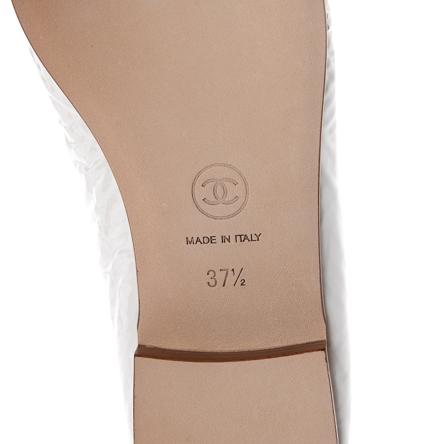 Chanel Shiny Crumpled Lambskin Cap Toe Ballerina Flats 37.5 White 7 of 7