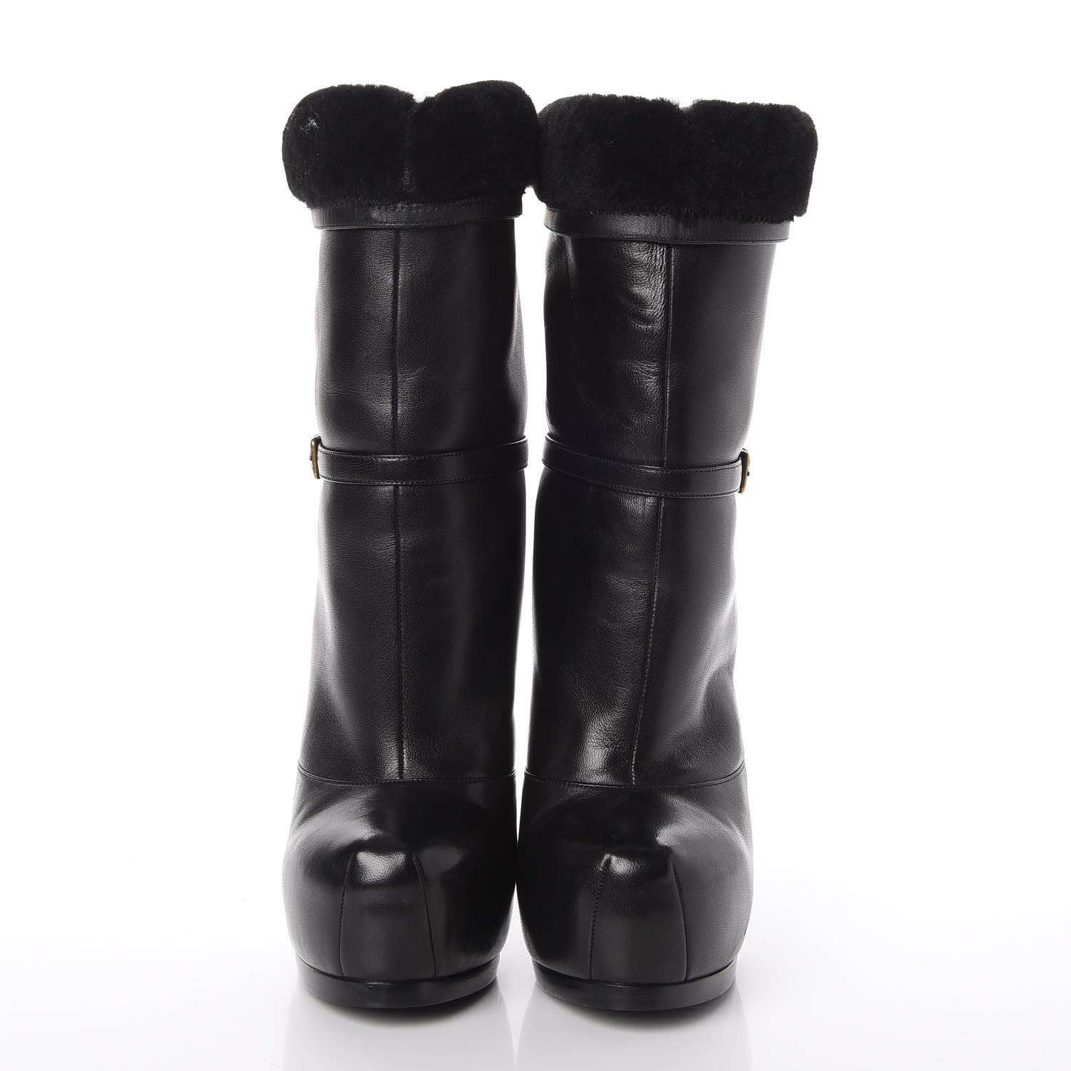Saint Laurent Nappa Shearling Tribtoo 105 Platform Boots Black 4 of 15
