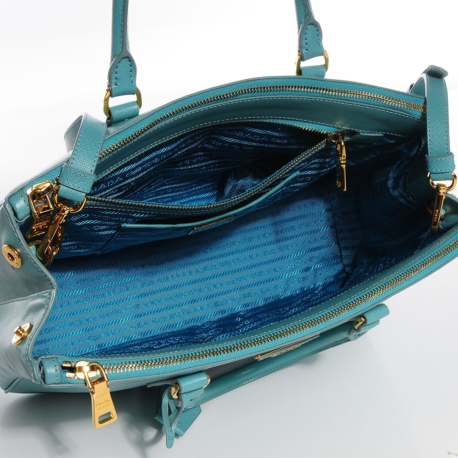 Prada Saffiano Lux Medium Double Zip Tote Anice 5 of 11