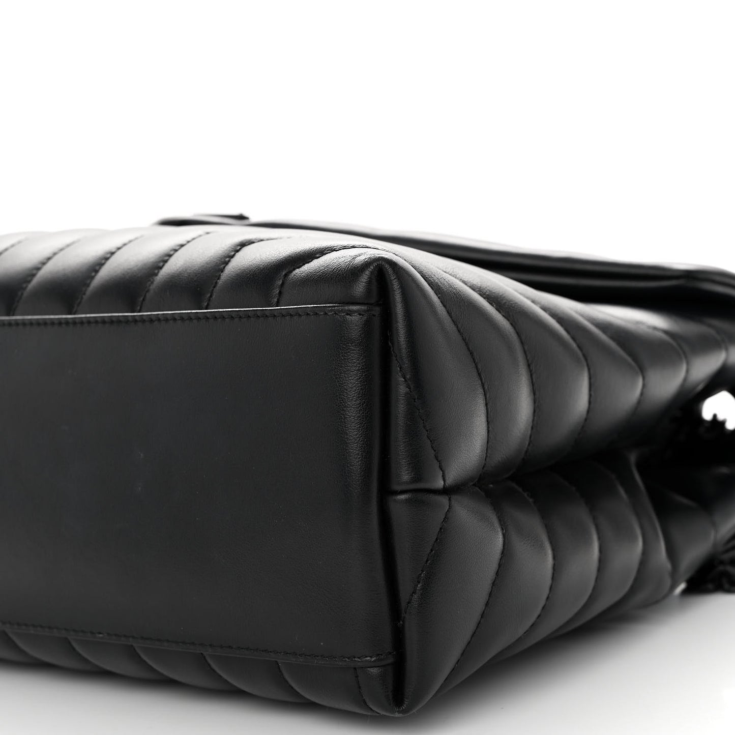 Calfskin Y Quilted Monogram Monochrome Medium Loulou Chain Satchel Black