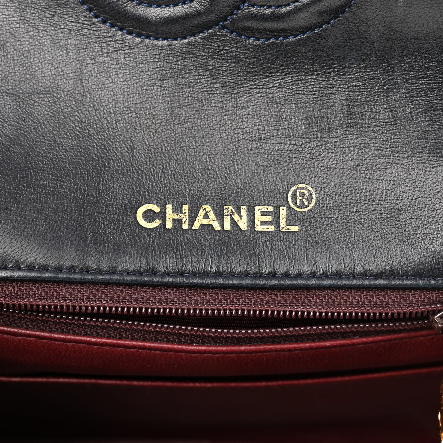 Lambskin Quilted Mini Square Flap Navy Blue