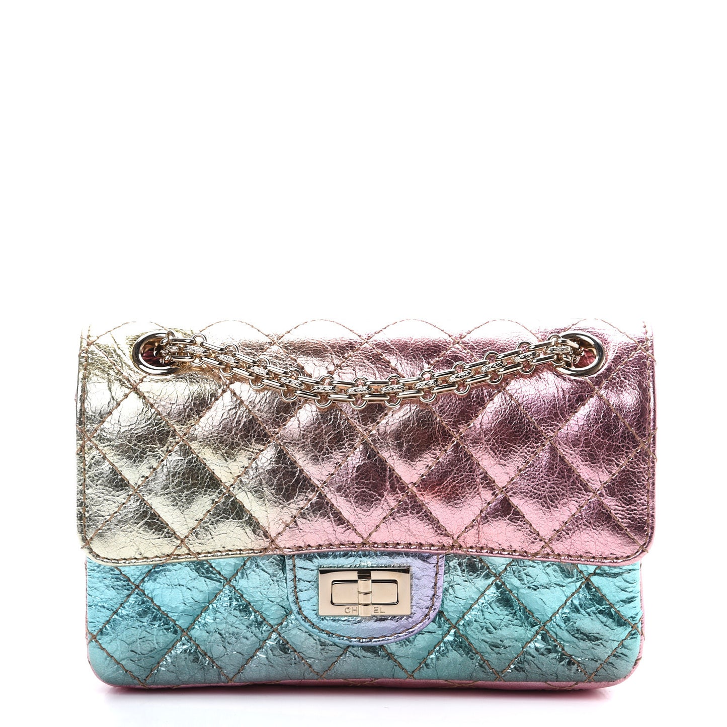Metallic Goatskin Quilted Mini 2.55 Reissue Flap Multicolor
