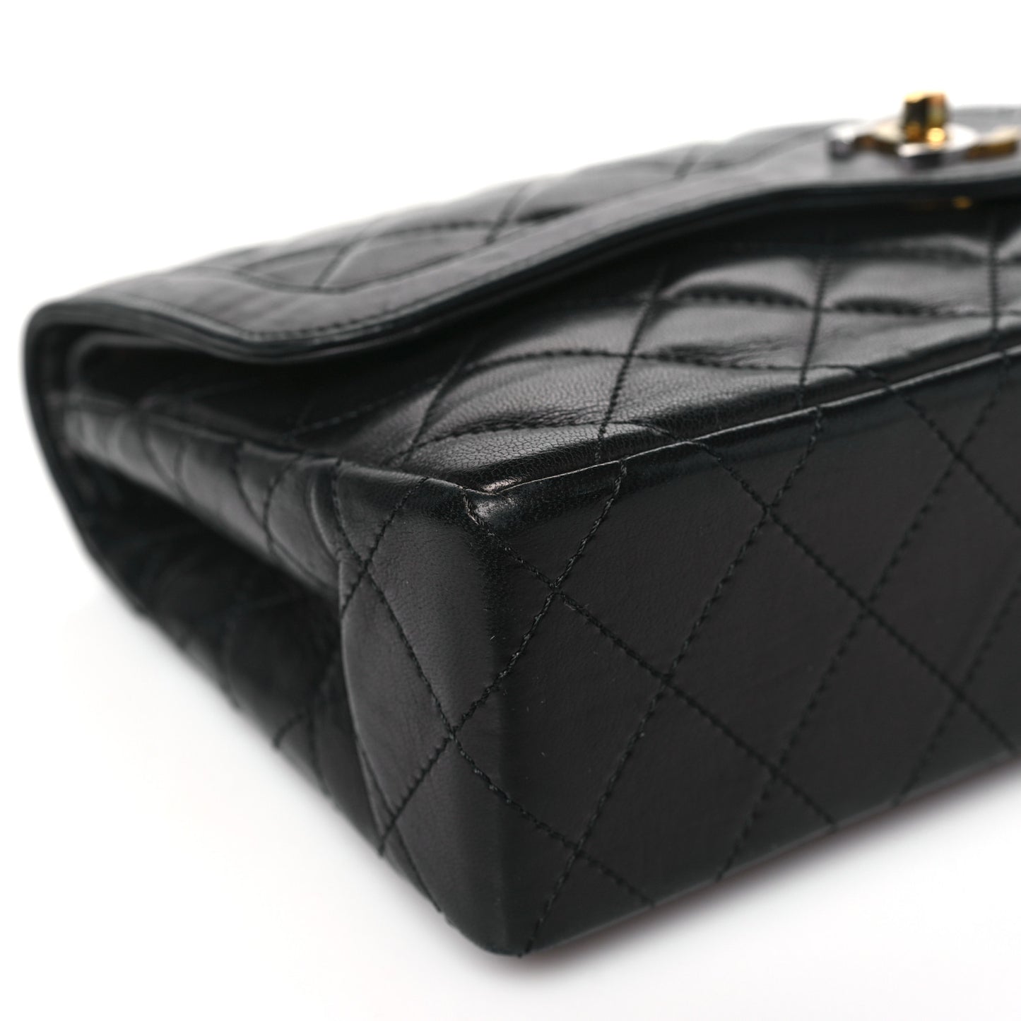 Lambskin Medium Double Flap Black