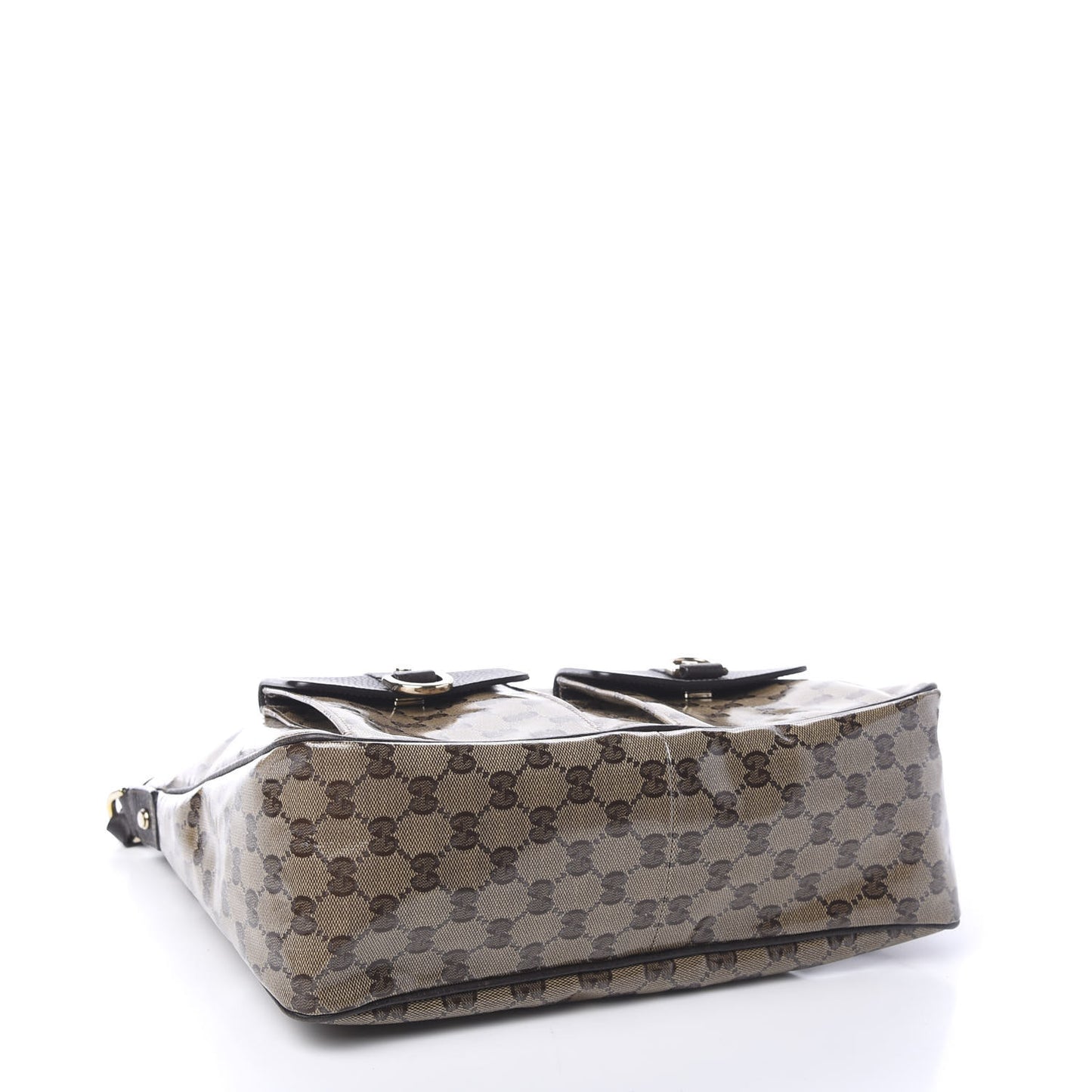 Crystal Monogram Medium Abbey Pocket Hobo Tote Dark Brown