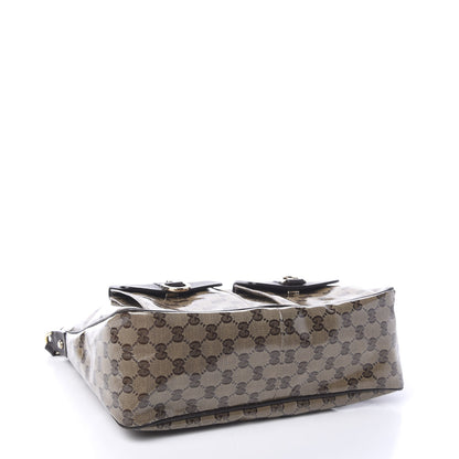 Gucci Crystal Monogram Medium Abbey Pocket Hobo Tote Dark Brown 3 of 12