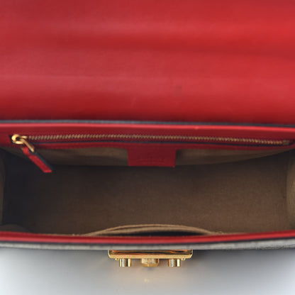 Gucci GG Supreme Monogram Calfskin Medium Padlock Shoulder Bag Beige Hibiscus Red New Rosette 5 of 10