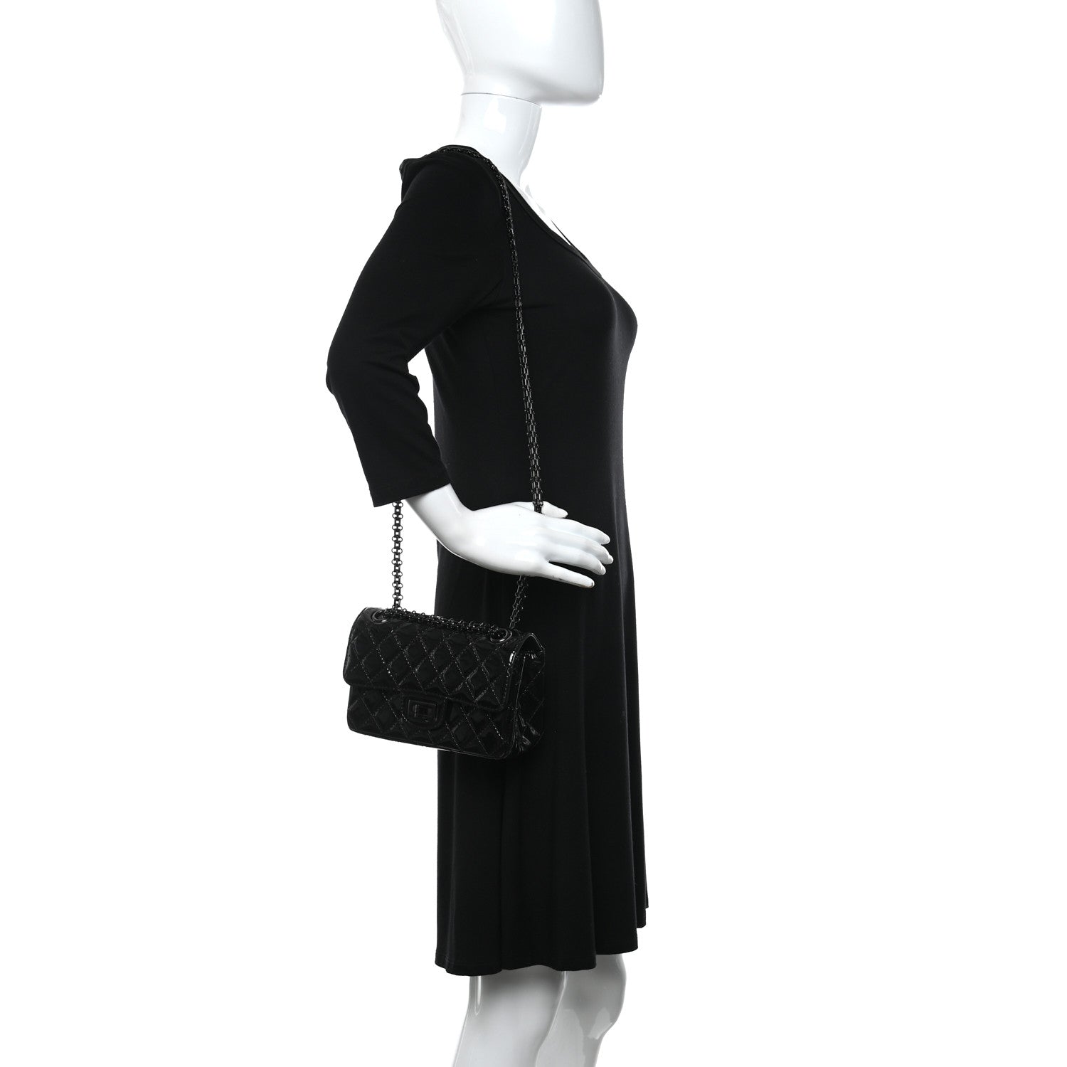 Chanel Patent Calfskin Quilted 2.55 Reissue Mini Flap So Black 2 of 11