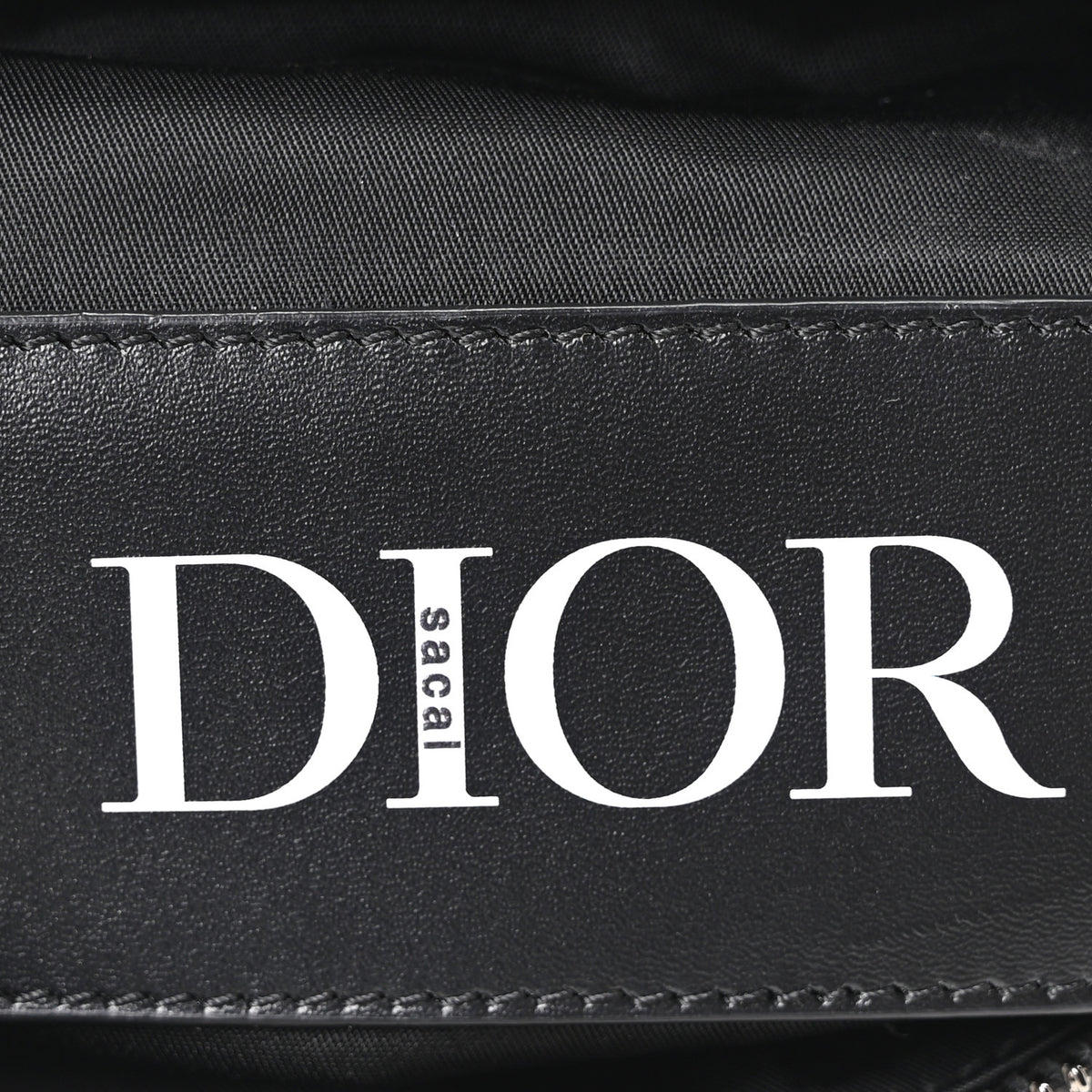 Christian Dior X SACAI Grained Calfskin Technical Fabric Mens Saddle Bag Black 5 of 10