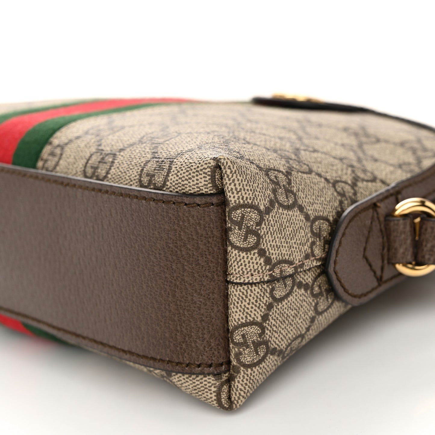 GG Supreme Monogram Textured Dollar Calfskin Web Small Ophidia Dome Shoulder Bag Beige Ebony New Acero