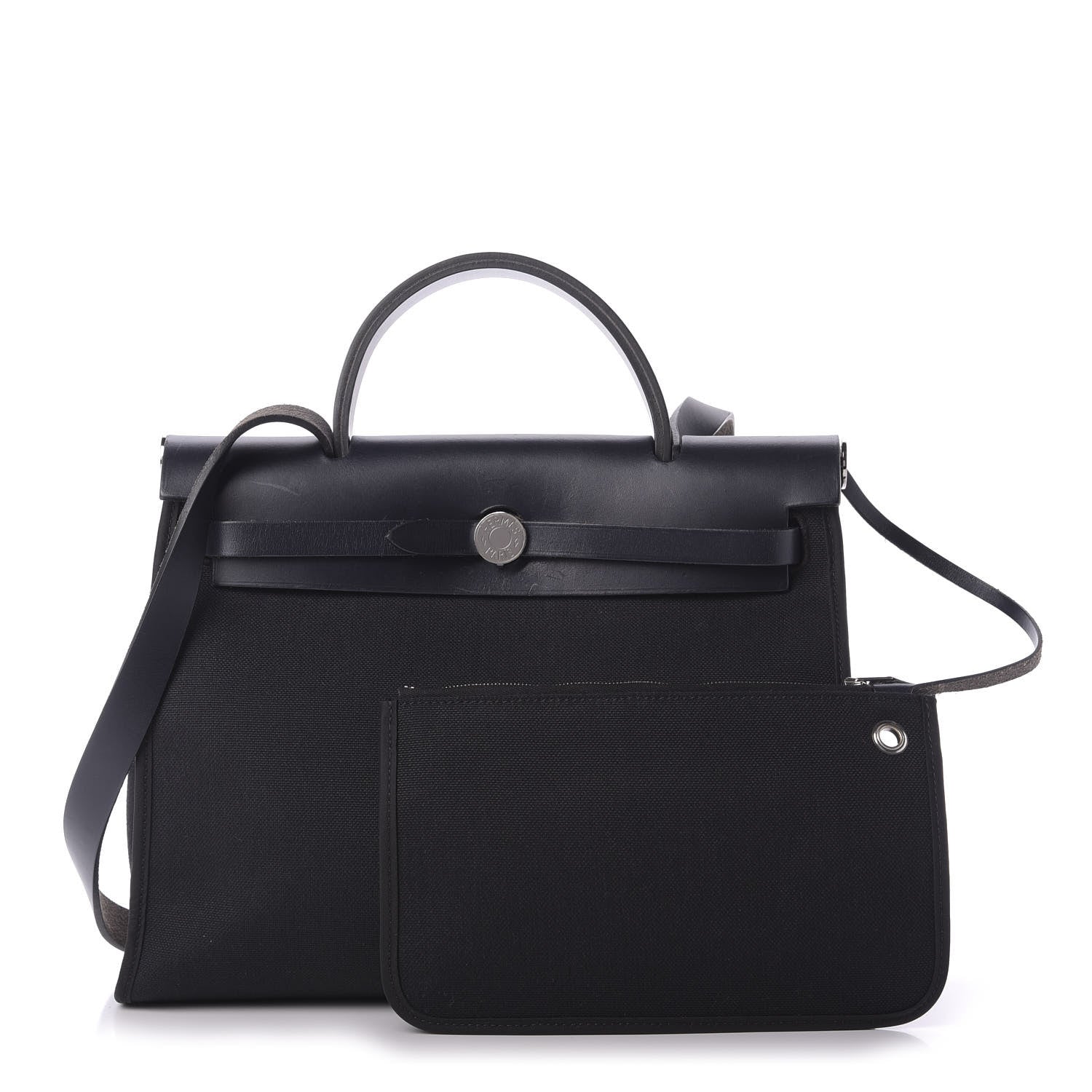 Hermes Vache Hunter Toile Herbag Zip 31 PM Bleu Indigo Black 1 of 9