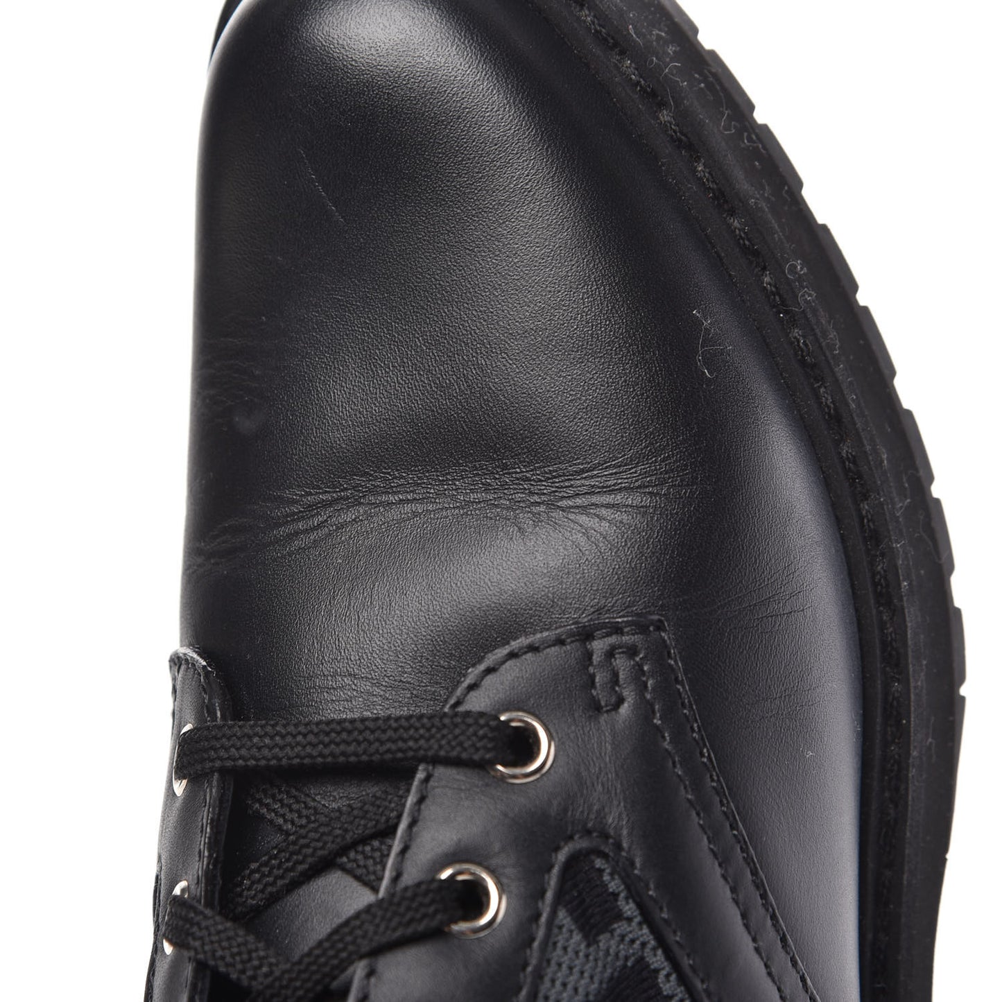 Calfskin Stretch Fabric FF Rockoko Biker Boots 38 Black Charcoal