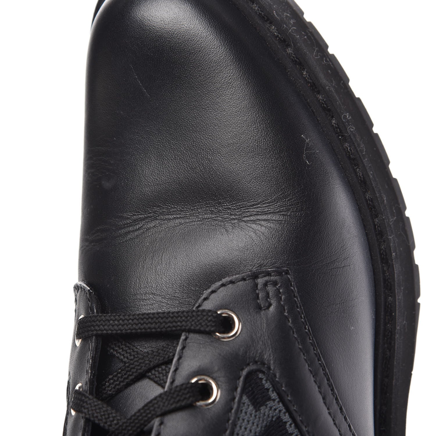 Fendi Calfskin Stretch Fabric FF Rockoko Biker Boots 38 Black Charcoal 7 of 8