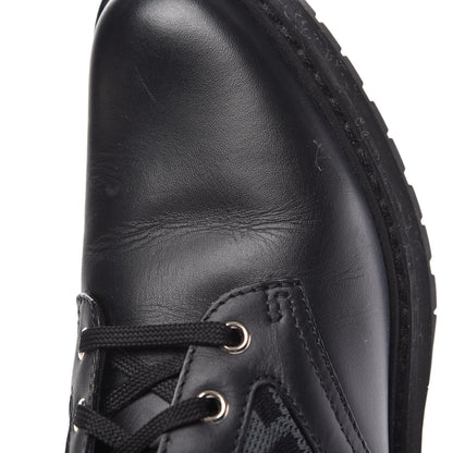 Fendi Calfskin Stretch Fabric FF Rockoko Biker Boots 38 Black Charcoal 7 of 8