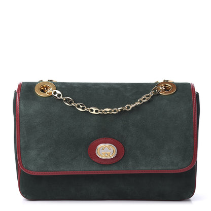 Gucci Suede Azalea Calfskin Small Marina Chain Shoulder Bag Green Red 1 of 10