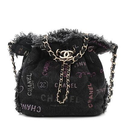 Chanel Denim Quilted Mood Small Bucket With Chain Black Multicolor 1 of 10
