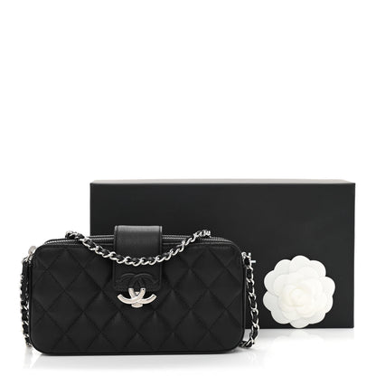 Chanel Lambskin Quilted CC Box Clutch With Chain Black 14 of 14