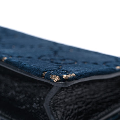 Gucci Velvet GG Monogram Super Mini Dionysus Shoulder Bag Blue Beige Black 10 of 13