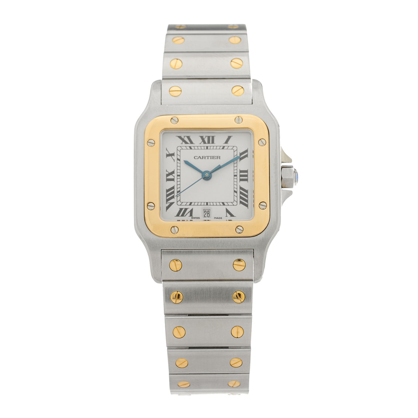 Stainless Steel 18K Yellow Gold 29mm Santos De Cartier Galbee Quartz Watch