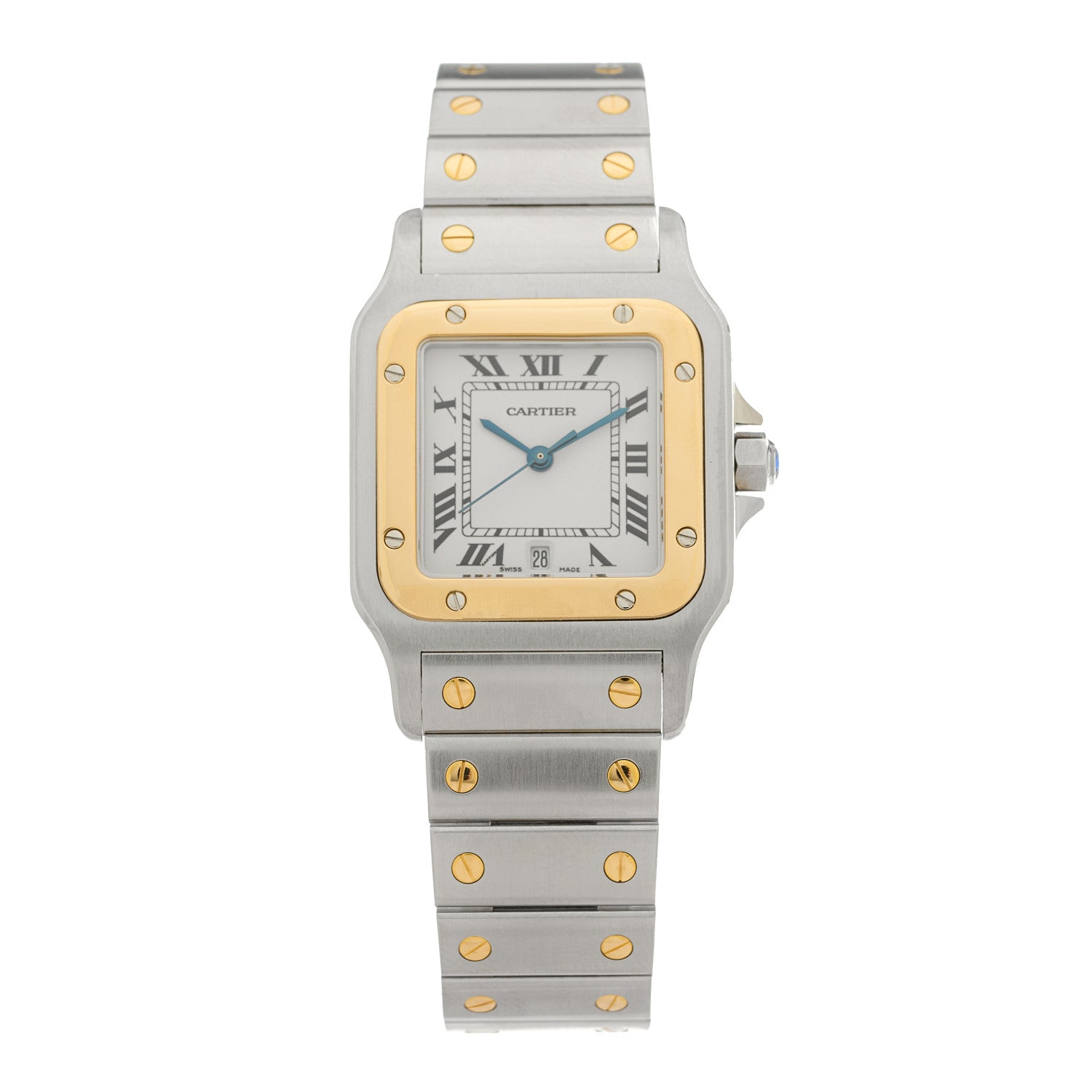 Cartier Stainless Steel 18K Yellow Gold 29mm Santos De Cartier Galbee Quartz Watch 1 of 4