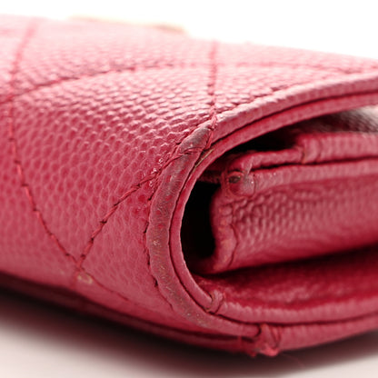 Chanel Caviar Quilted Flap Card Holder Wallet Dark Pink 11 of 11