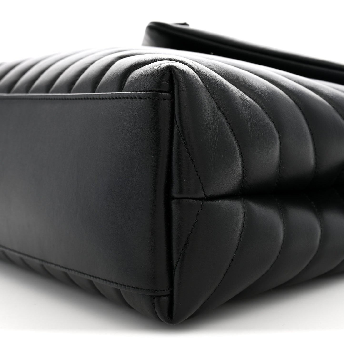 Calfskin Y Quilted Monogram Monochrome Medium Loulou Chain Satchel Black