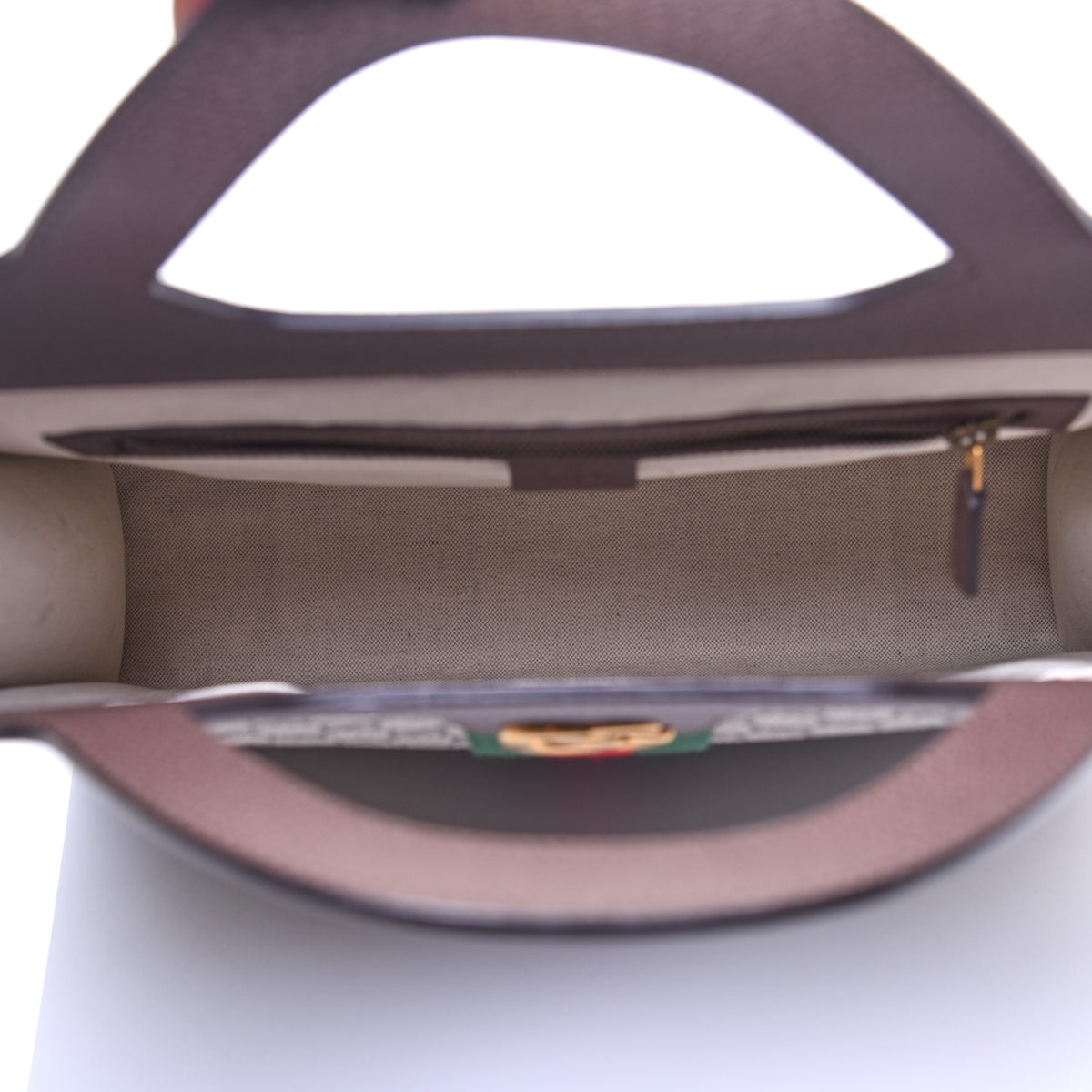 Gucci GG Supreme Monogram Textured Calfskin Web Medium Ophidia Slip Handle Tote Beige Ebony New Acero 5 of 12