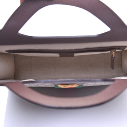 Gucci GG Supreme Monogram Textured Calfskin Web Medium Ophidia Slip Handle Tote Beige Ebony New Acero 5 of 12