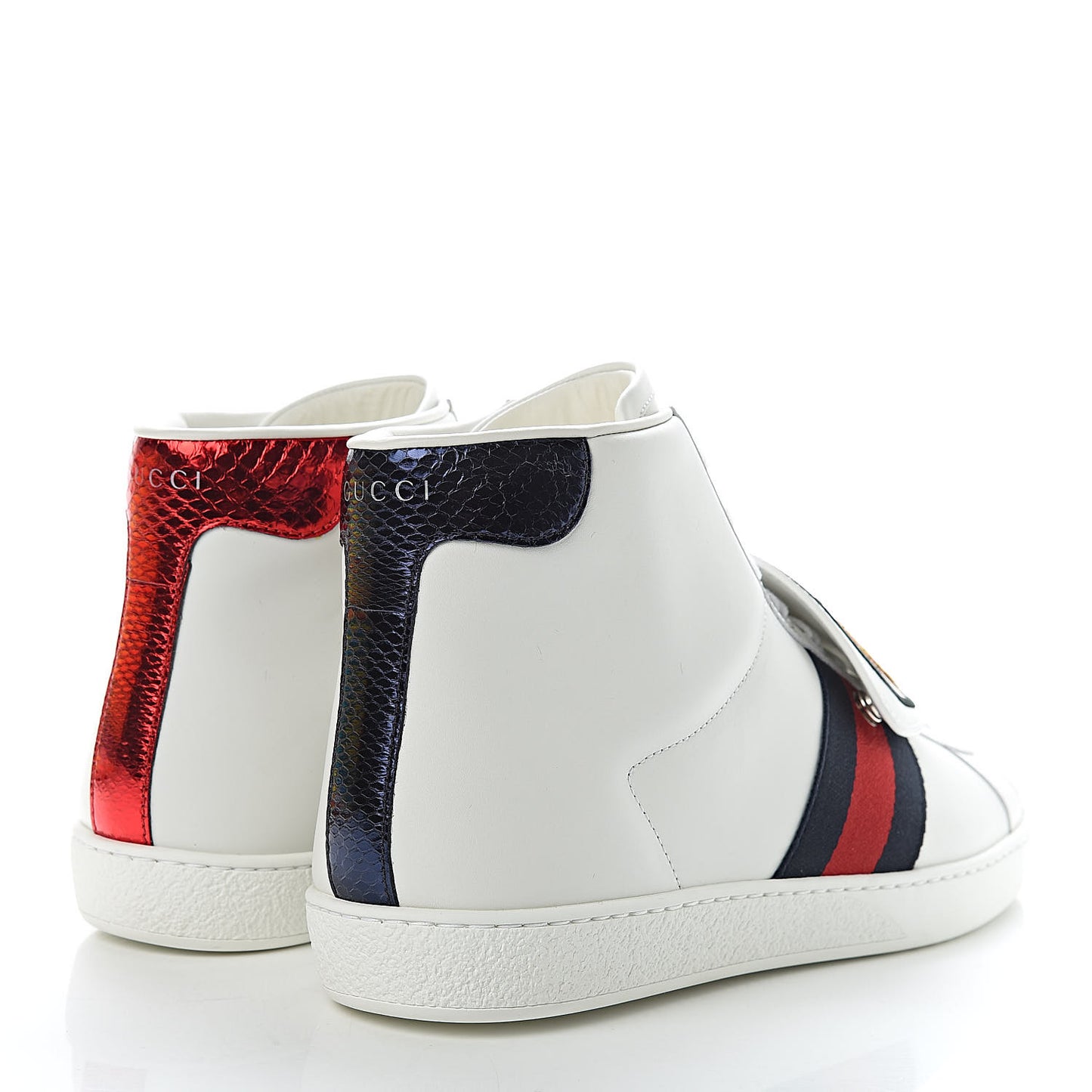 Calfskin Ayers Web Tiger Removable Patches Ace Mens High Top Sneakers 9 White