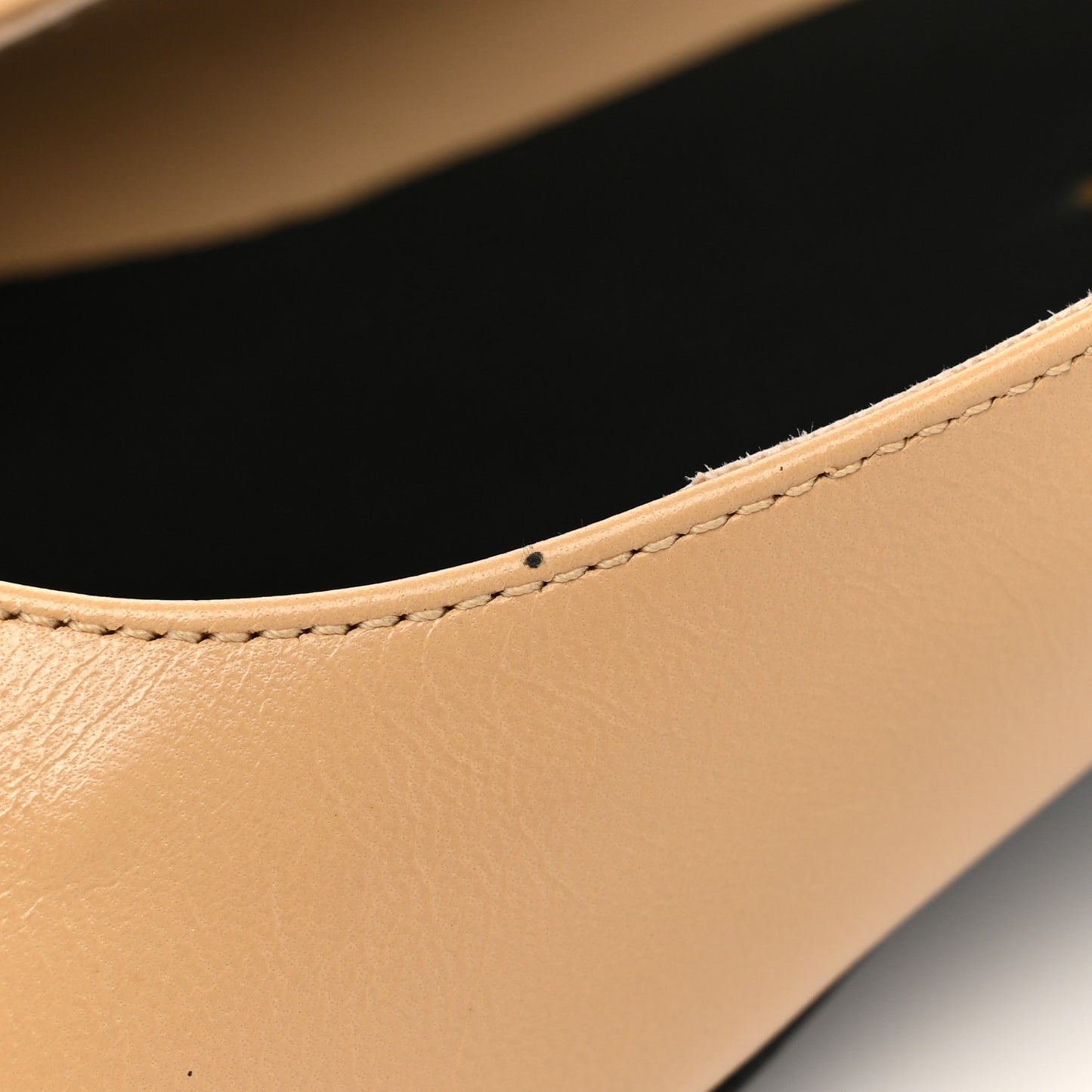 Lambskin Pearl Cap Toe CC Flats 36 Beige Black
