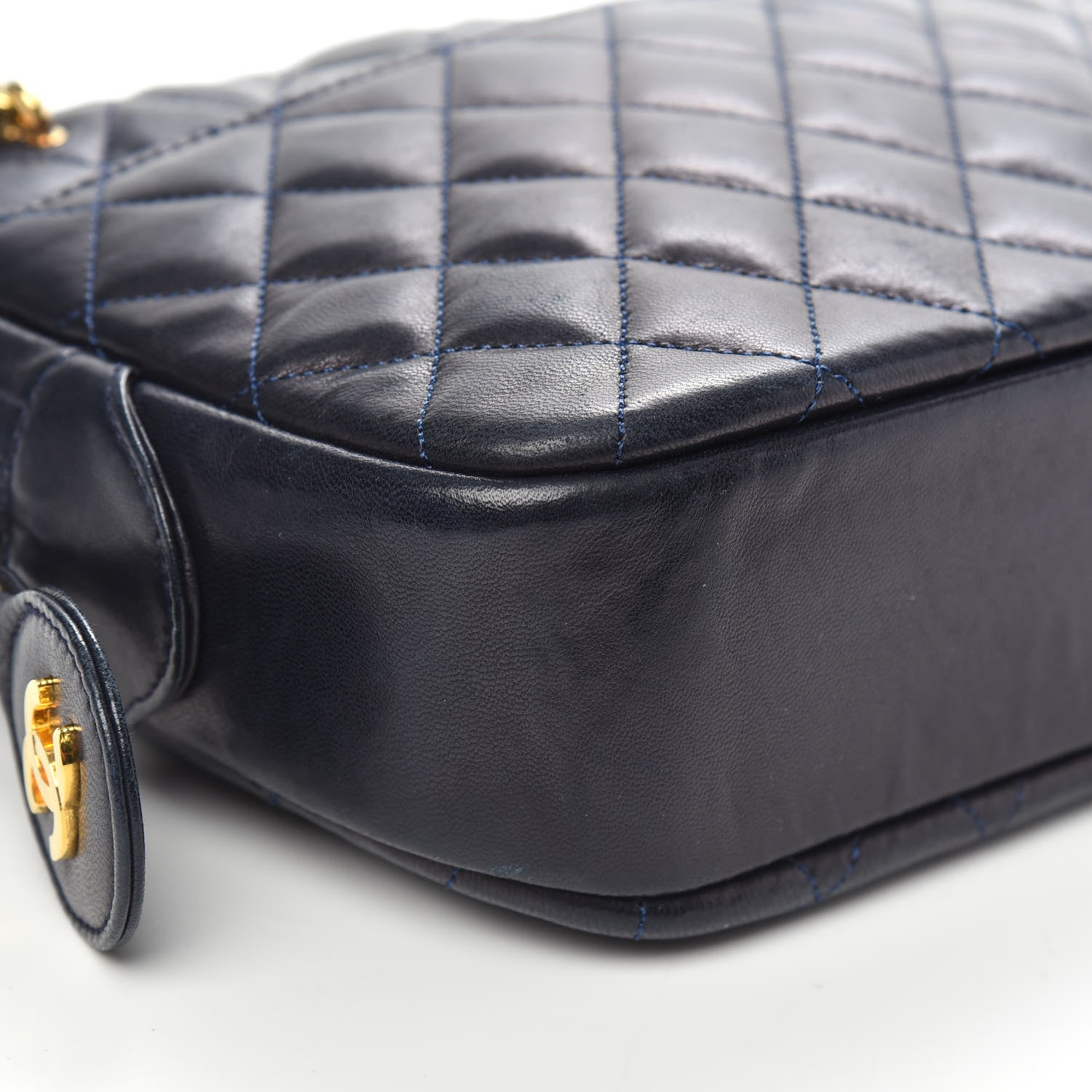 Chanel Lambskin Quilted Camera Case Navy Blue 8 of 13
