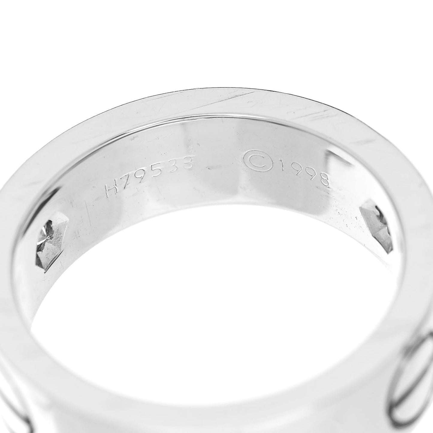 18K White Gold 3 Diamond 5.5mm LOVE Ring 47 4