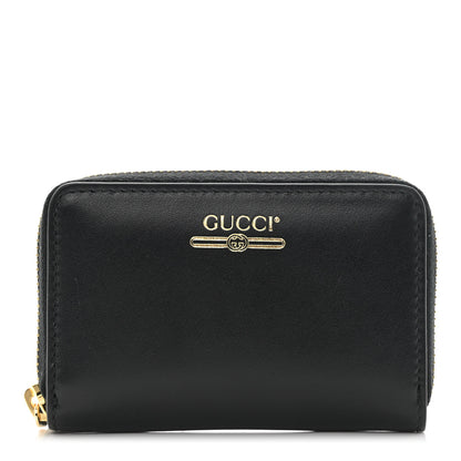 Gucci Plutone Calfskin Logo Zip Around Card Case Black 1 of 6