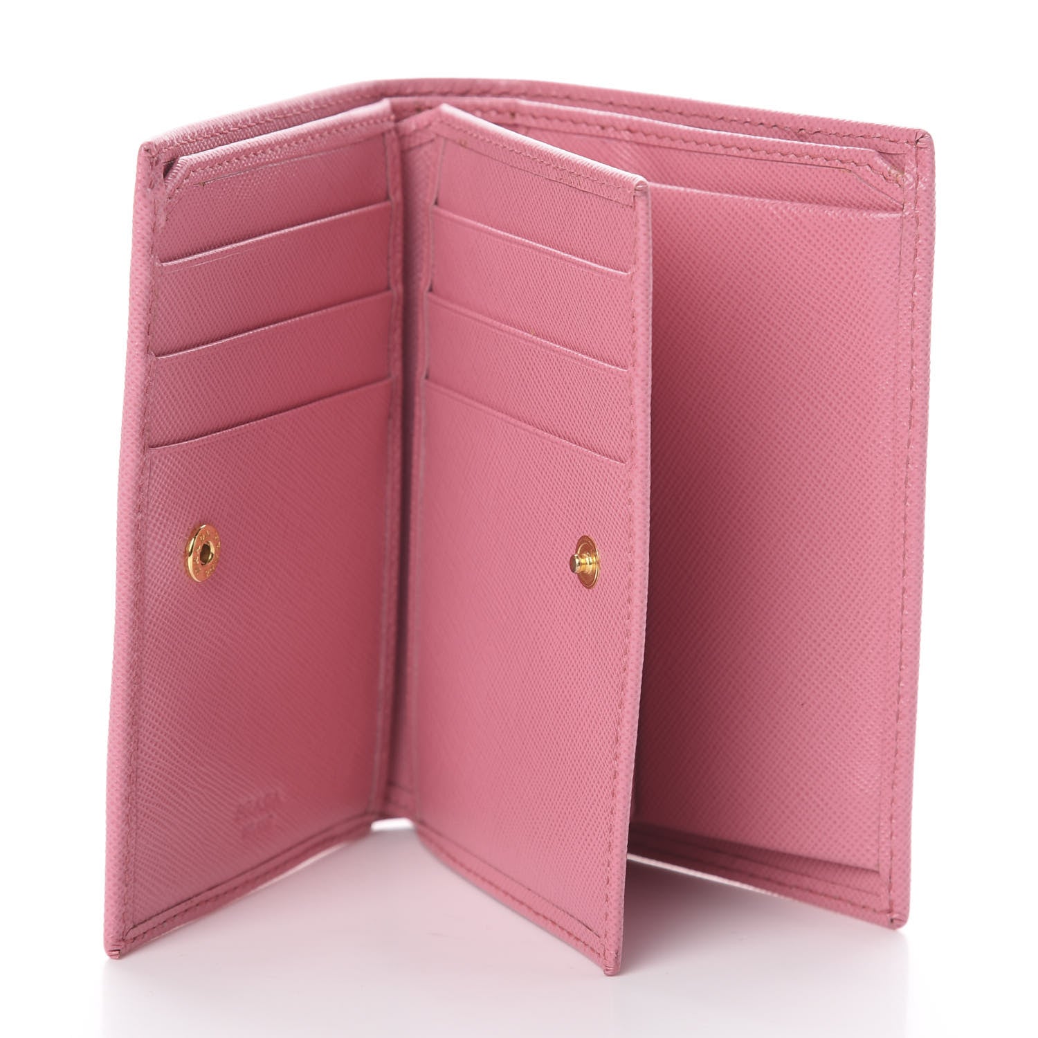 Prada Saffiano Metal Bi-Fold Wallet Begonia 4 of 5