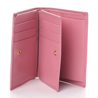 Prada Saffiano Metal Bi-Fold Wallet Begonia 4 of 5