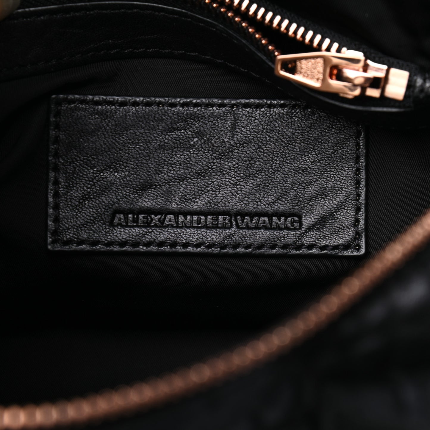 Pebbled Lambskin Mini Rockie Black Rose Gold Hardware