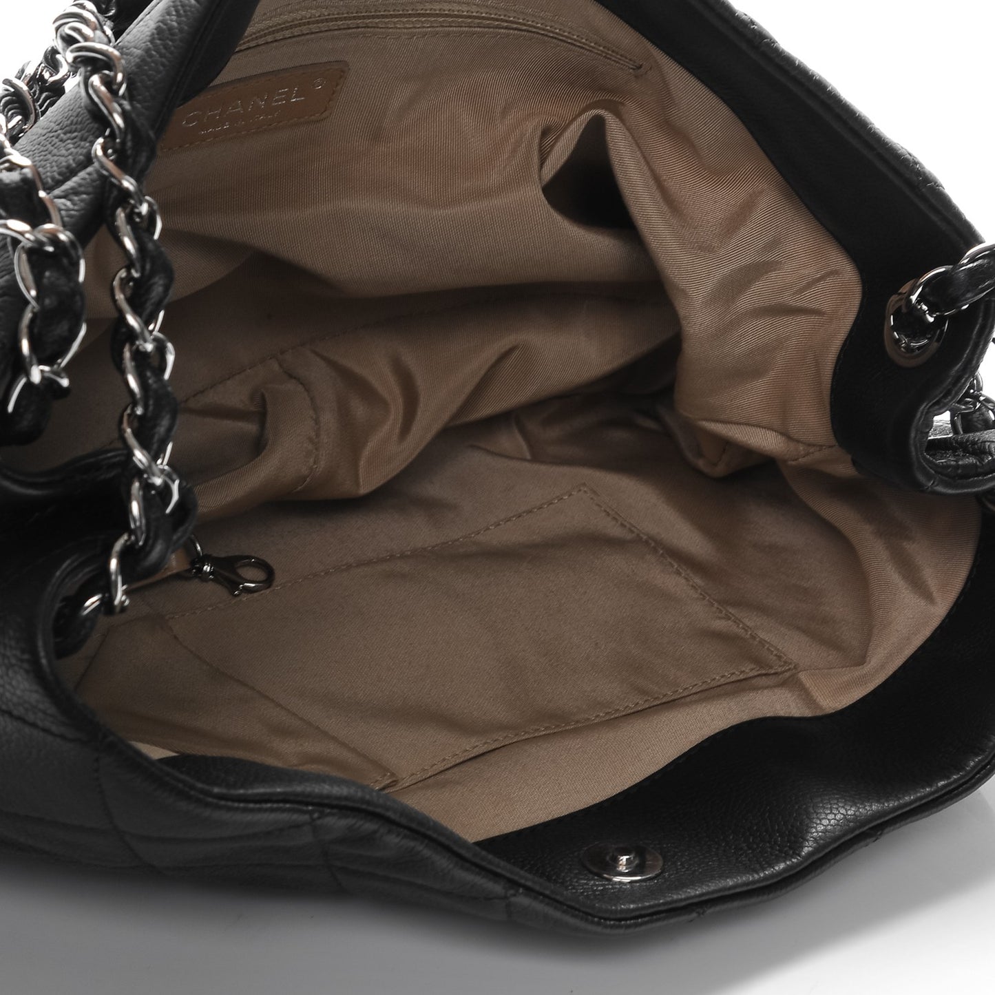 Caviar Quilted Expandable Zip Shoulder Bag Black
