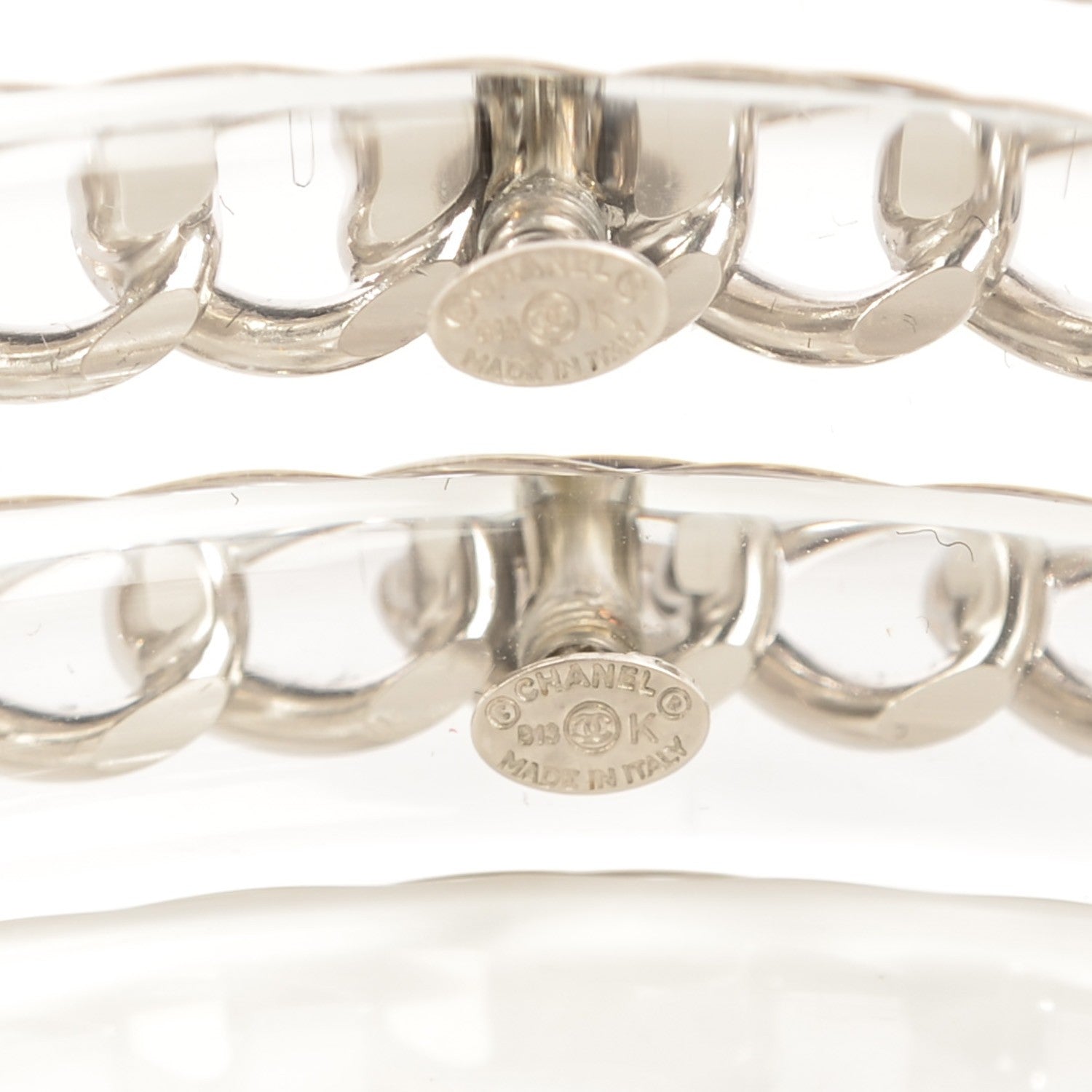 Chanel Translucent Resin Chain CC Bracelet Set of 3 Silver 6 of 7