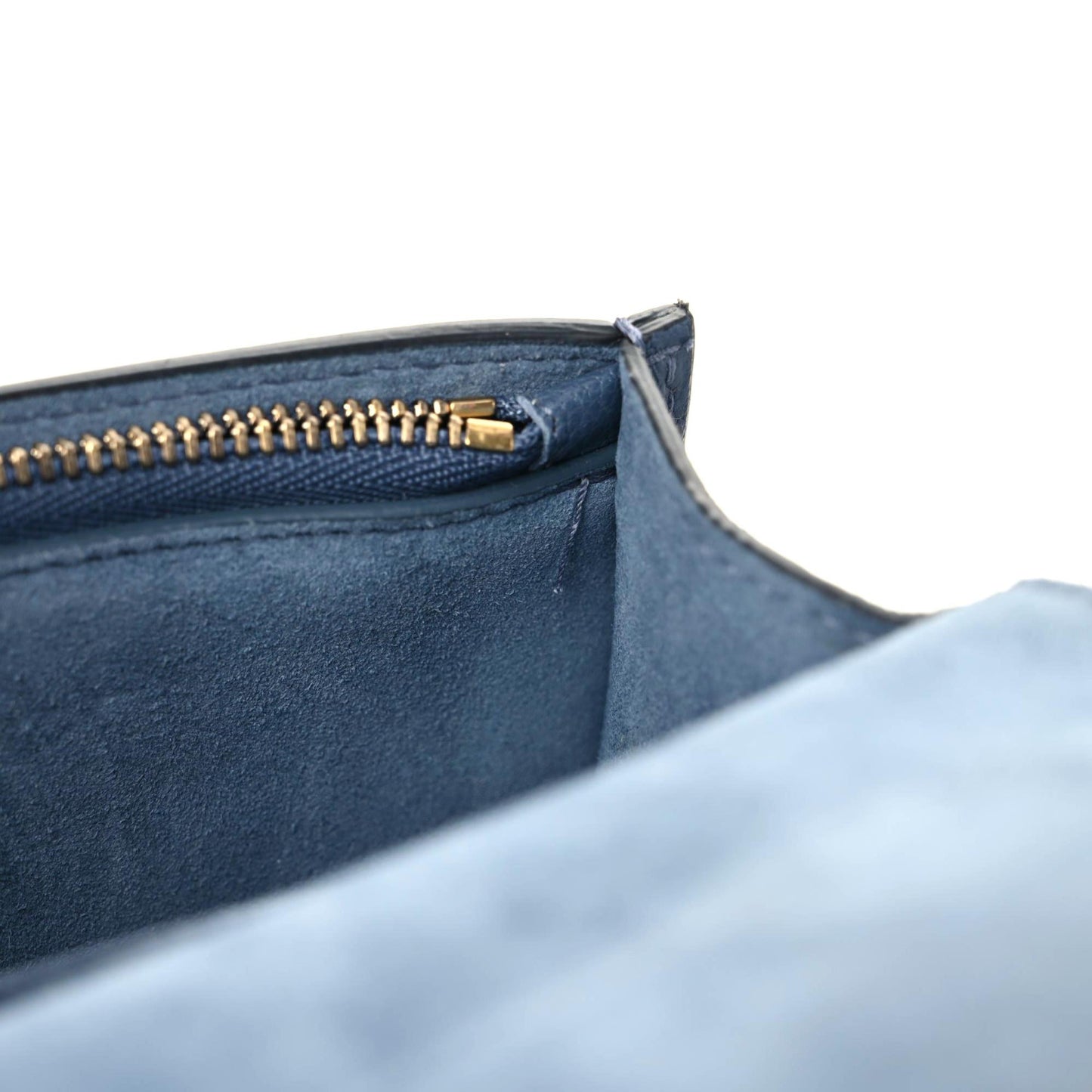 Goatskin Saddle Belt Clutch Denim Blue